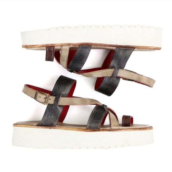 MAKE AN OFFER BedStu Crawler Leather Platform Sandals In Starry Night Lux Sz 11 - Picture 5 of 11